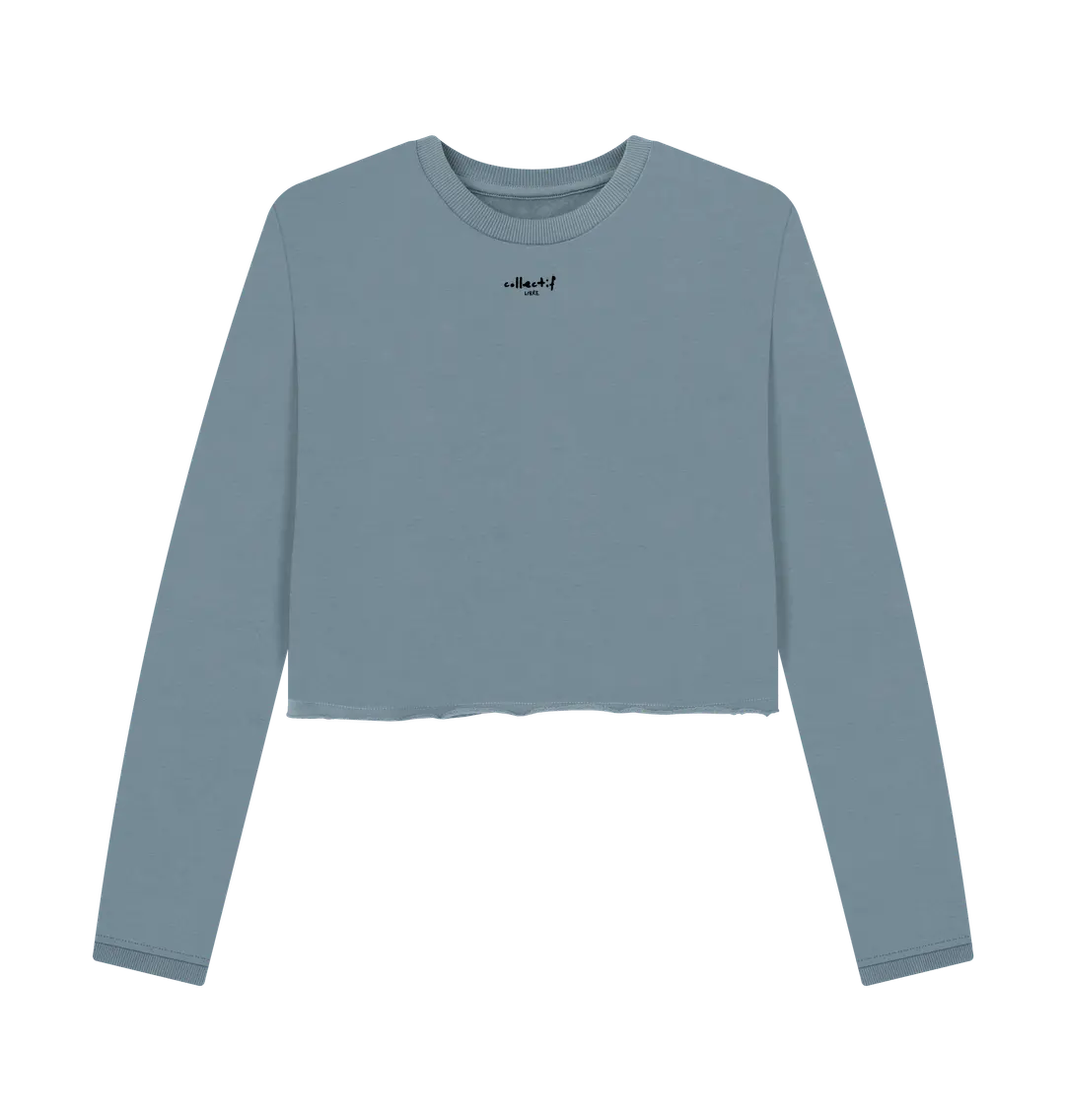 Stone Blue Printed Boxy Jumpers