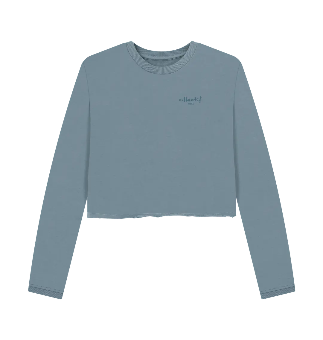 Stone Blue Printed Boxy Jumpers