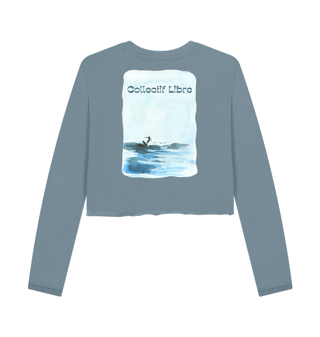 Stone Blue Printed Boxy Jumpers