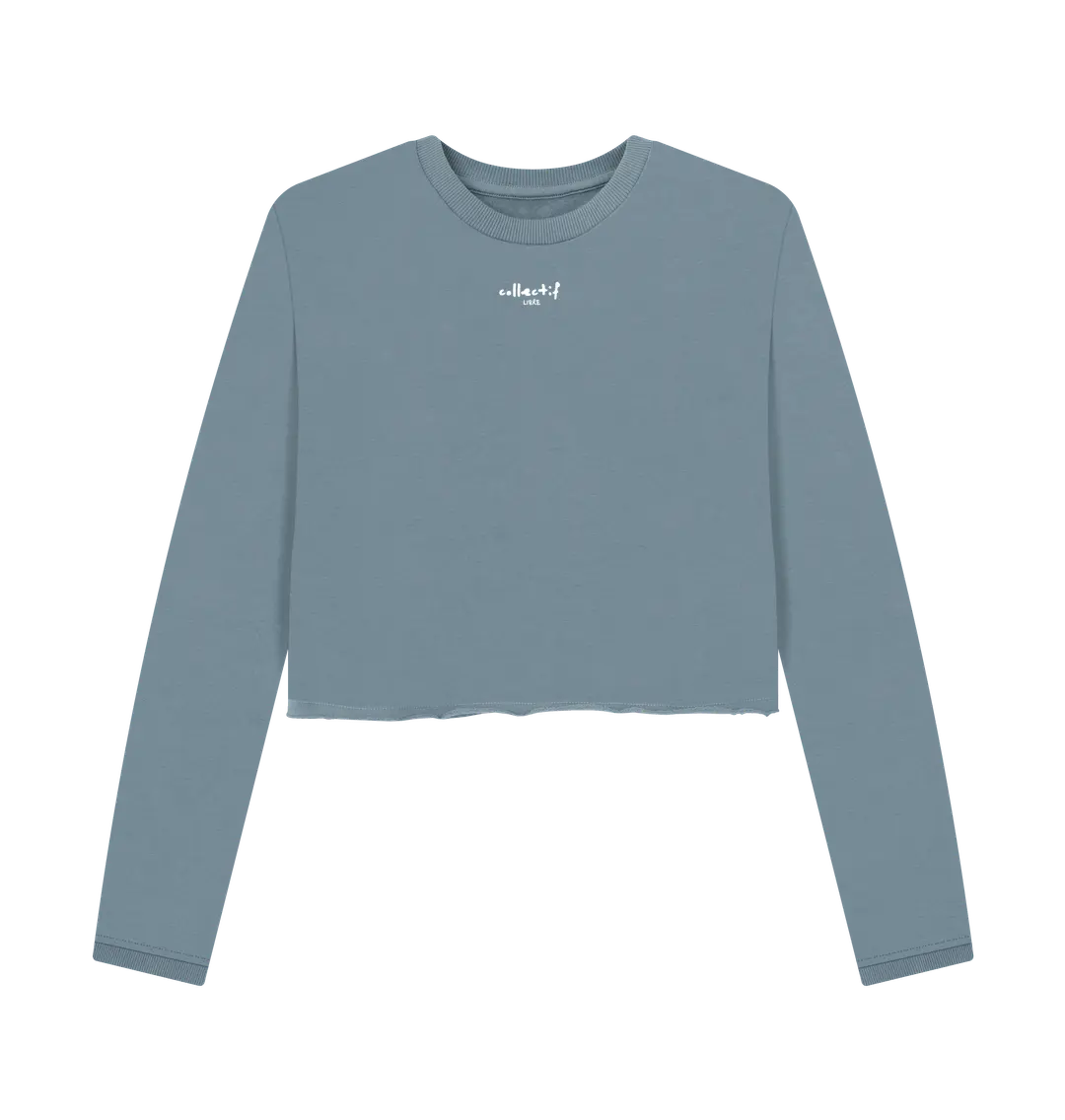 Stone Blue Printed Boxy Jumpers