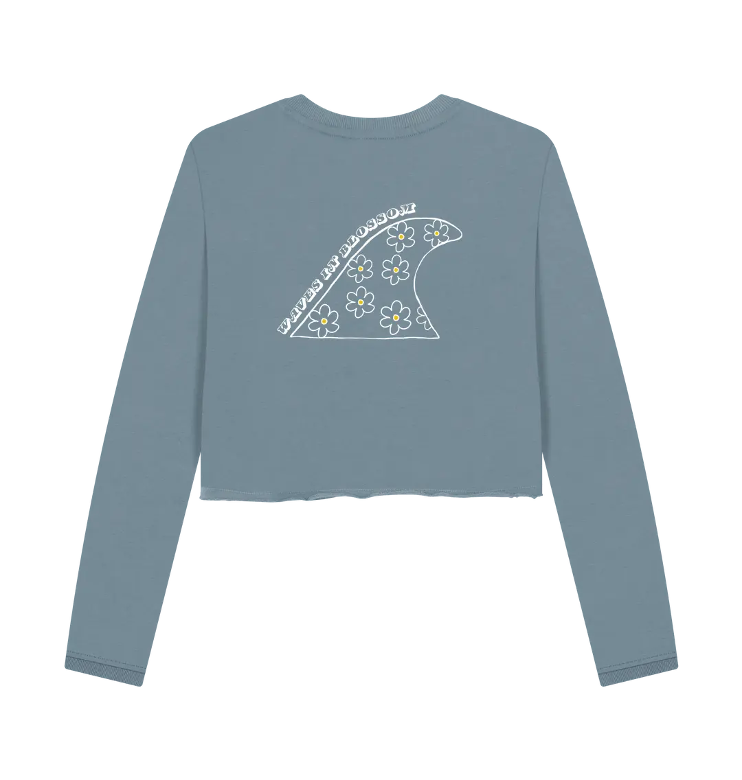 Stone Blue Printed Boxy Jumpers