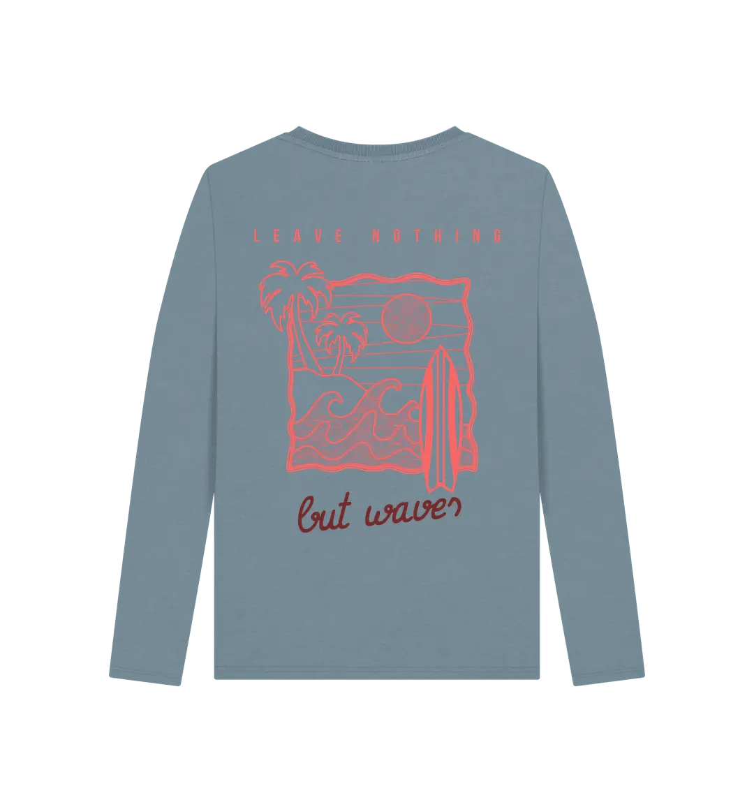 Stone Blue Printed Long Sleeve T Shirt