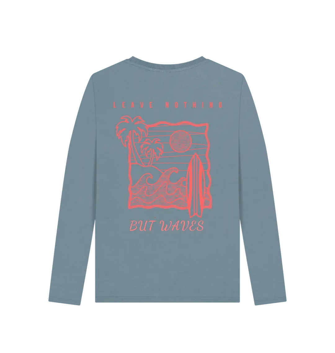 Stone Blue Printed Long Sleeve T Shirt