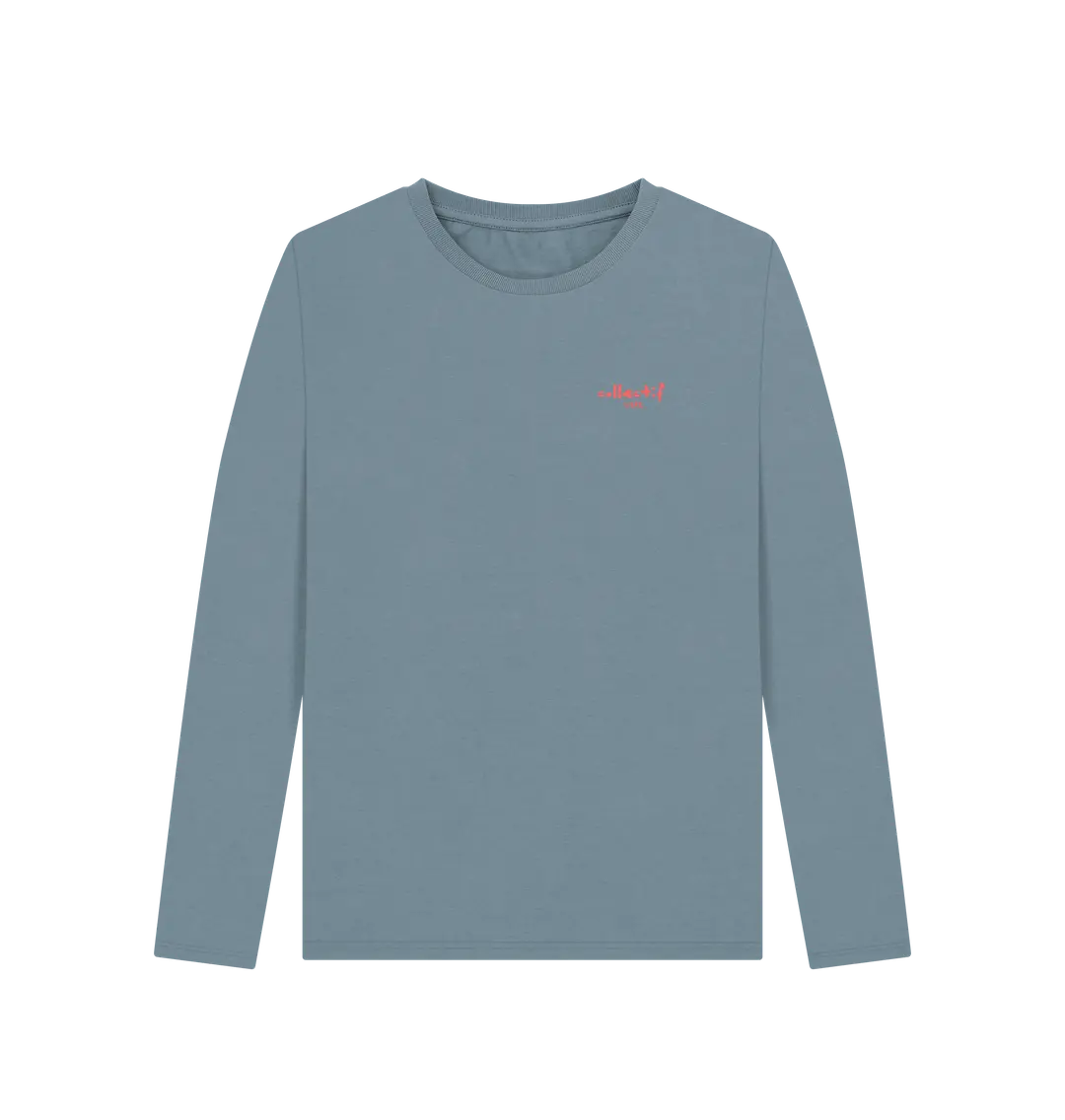 Stone Blue Printed Long Sleeve T Shirt