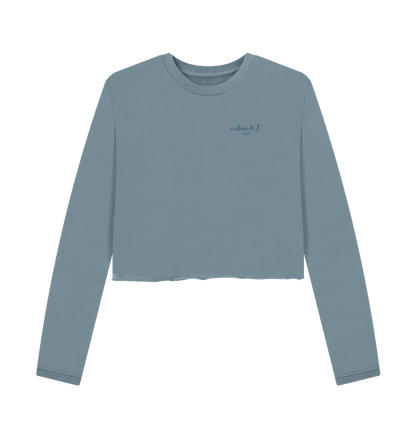 Stone Blue Printed Boxy Jumpers