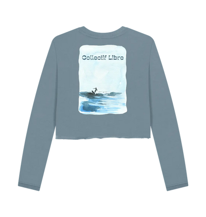 Stone Blue Printed Boxy Jumpers