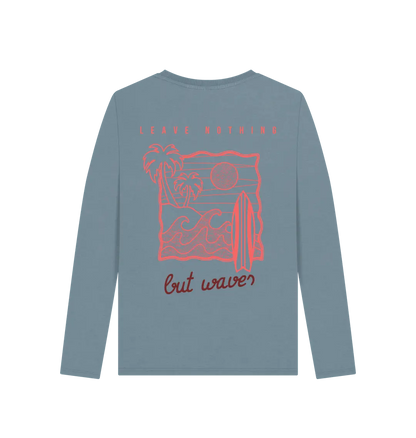 Stone Blue Printed Long Sleeve T Shirt