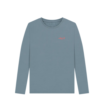 Stone Blue Printed Long Sleeve T Shirt