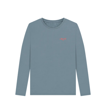 Stone Blue Printed Long Sleeve T Shirt