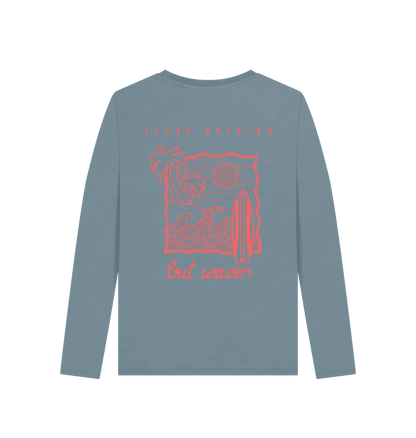 Stone Blue Printed Long Sleeve T Shirt
